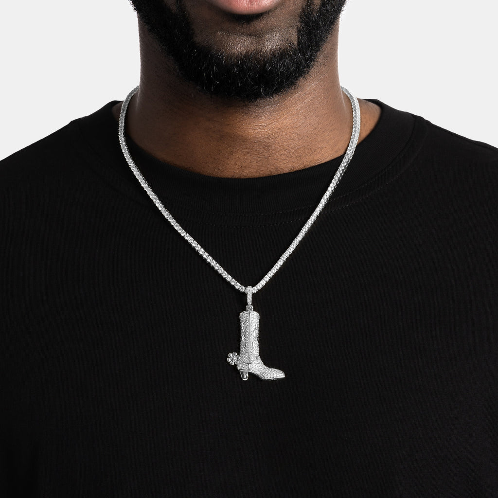 Iced Cowboy Boot Pendant