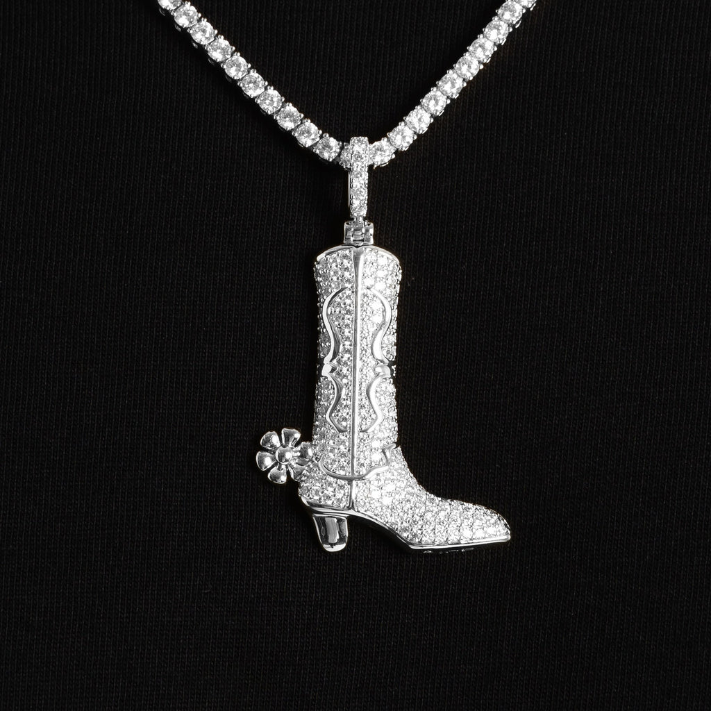Iced Cowboy Boot Pendant