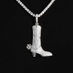 Iced Cowboy Boot Pendant