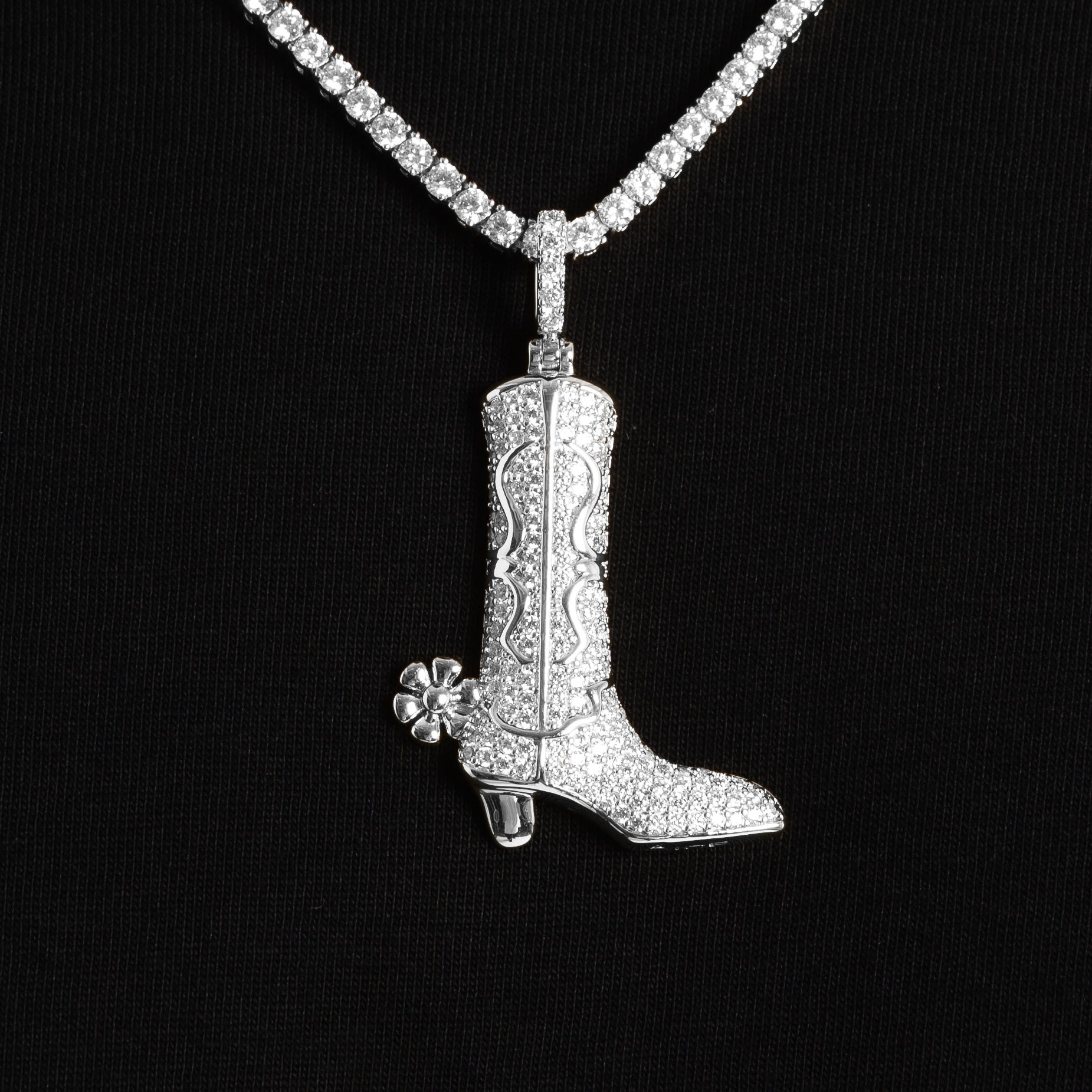 Iced Cowboy Boot Pendant