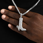 Iced Cowboy Boot Pendant