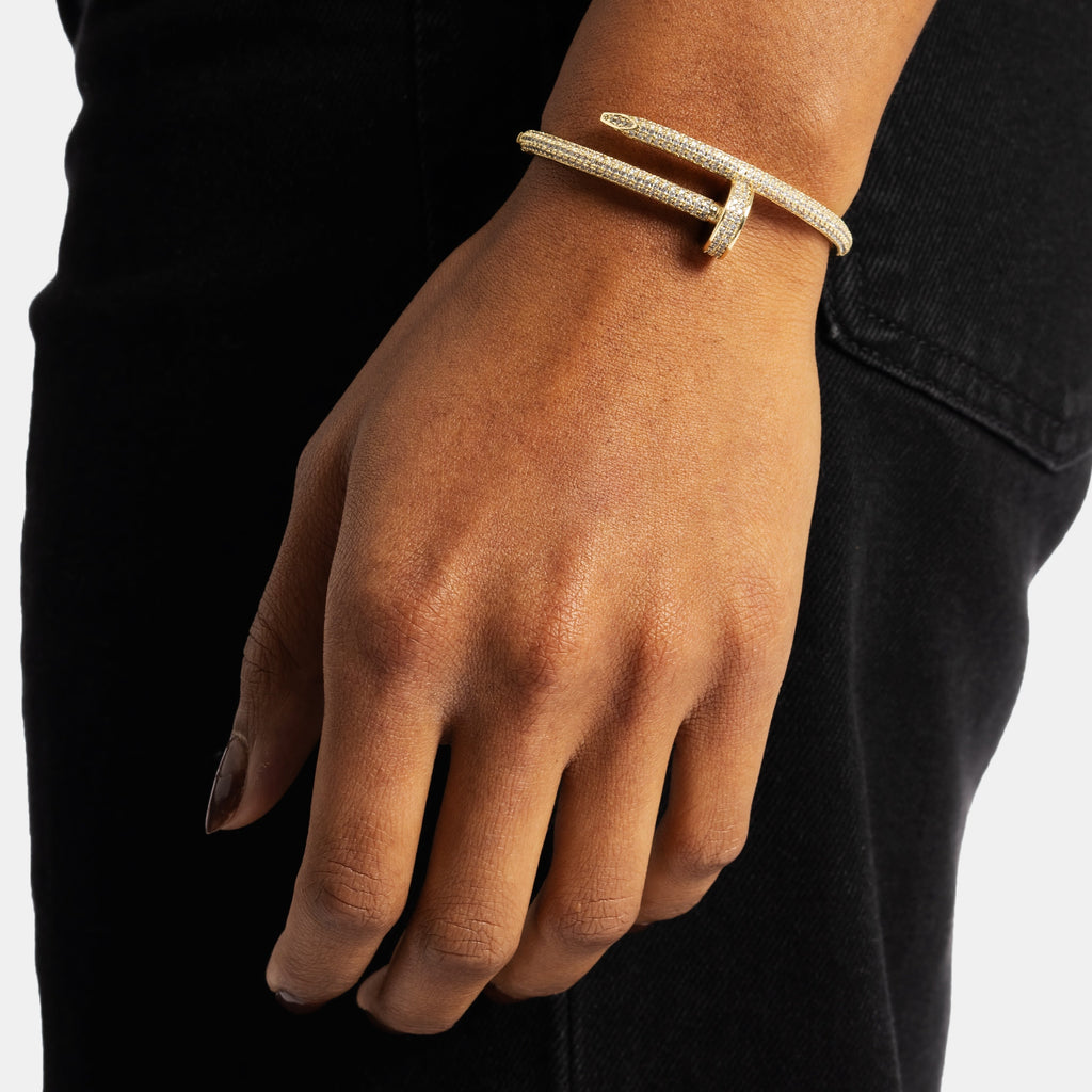 Diamond Nail Bracelet Gold