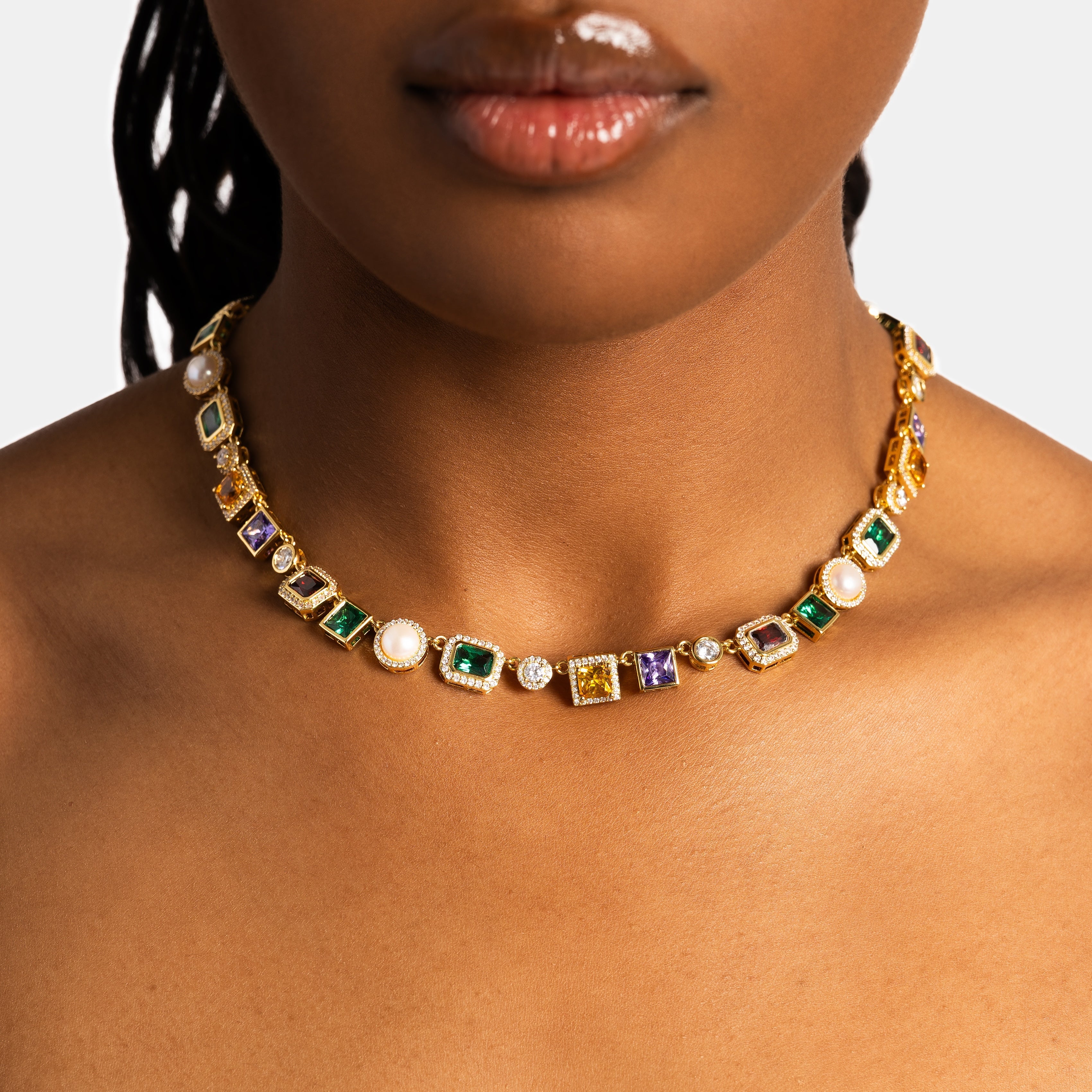 Multi Gemstone Chain Gold