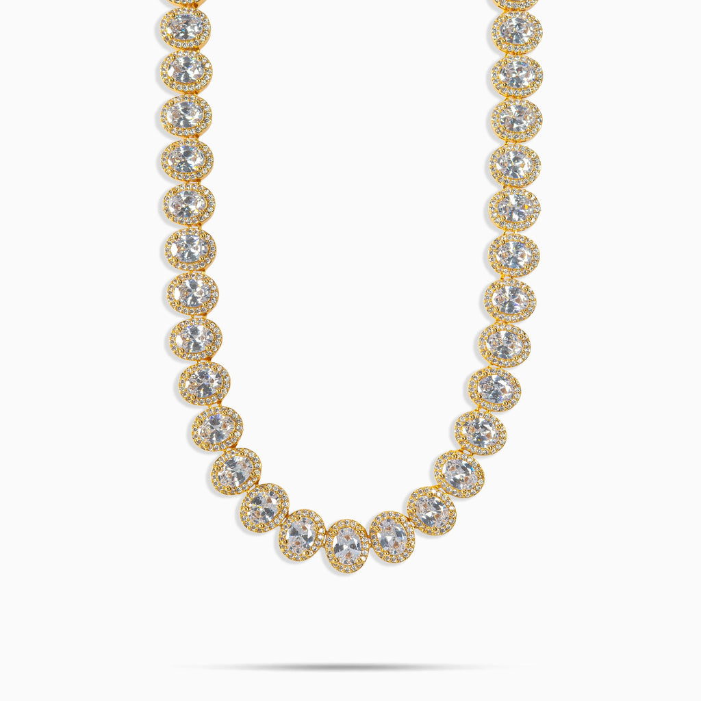 Oval Cluster Tennis Chain Gold