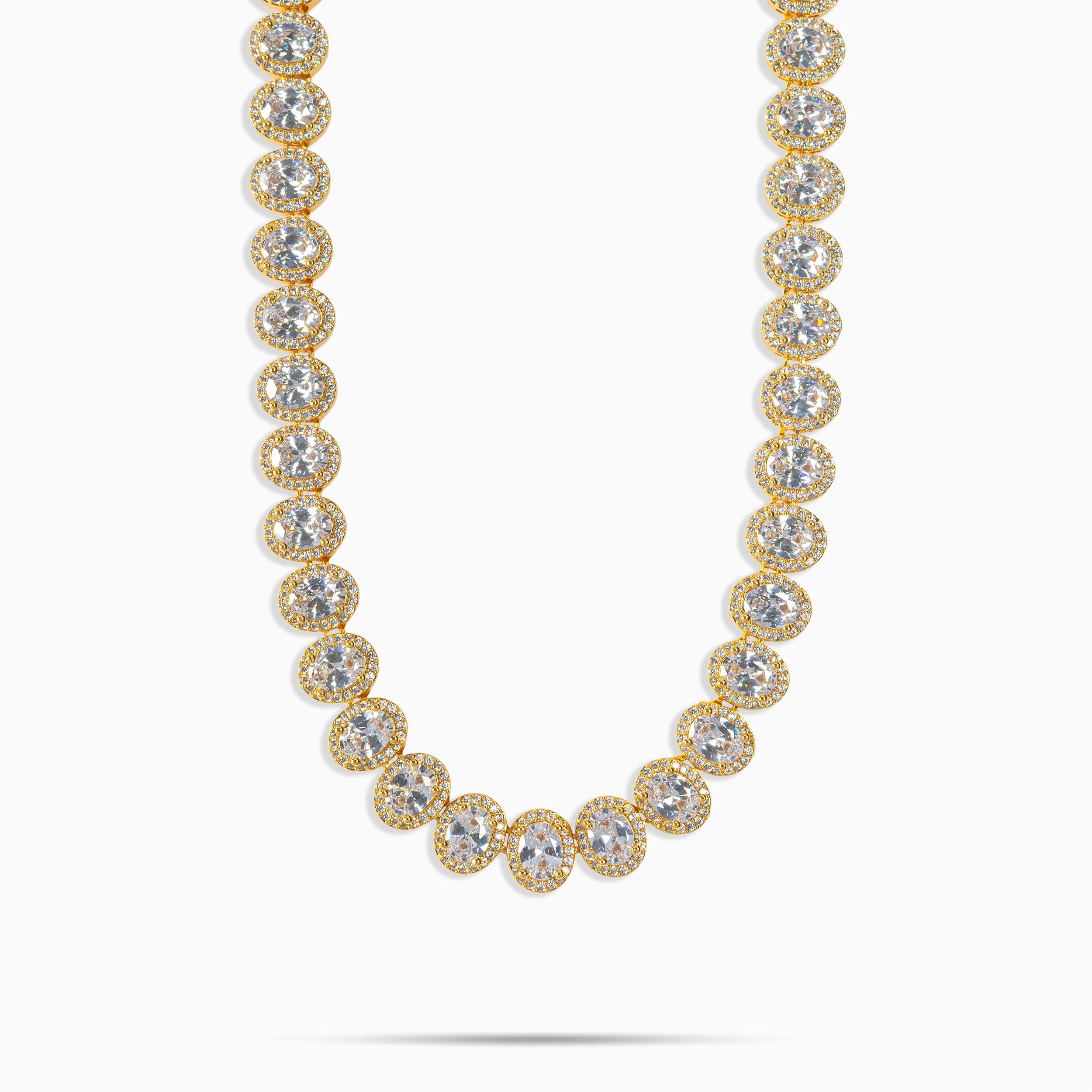 Oval Cluster Tennis Chain Gold