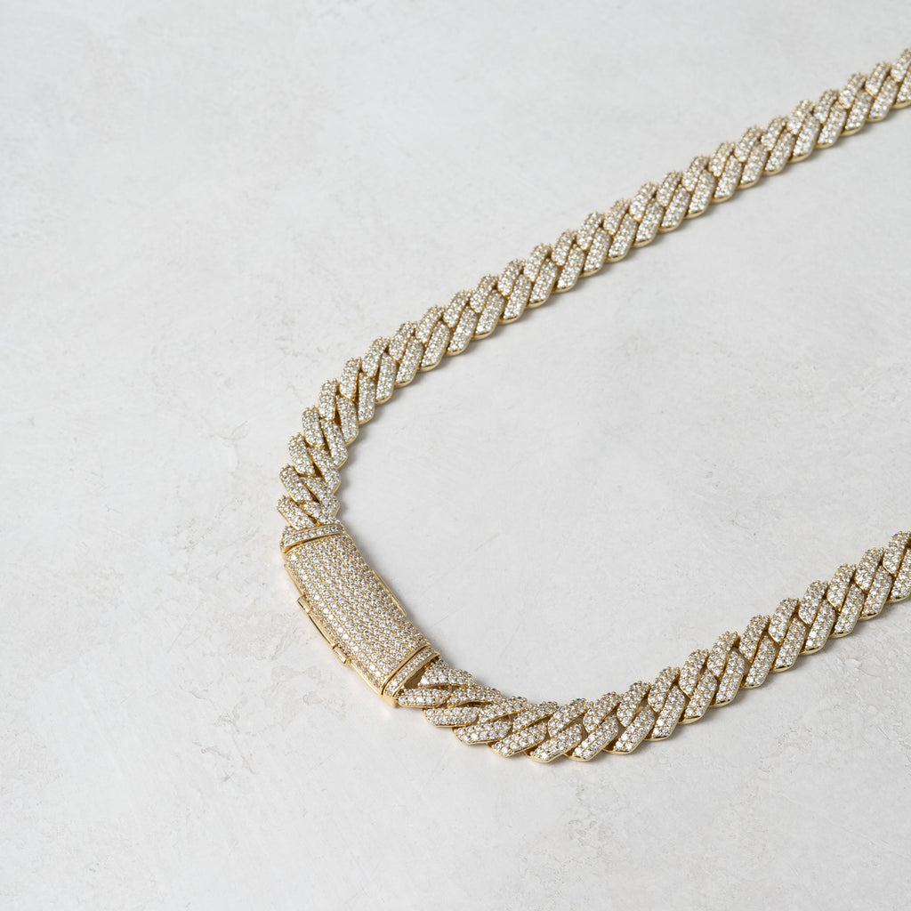 12mm Prong Cuban Chain Gold