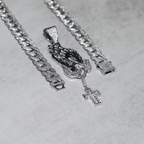 Iced Prayer Hands Cross Pendant – Hip-Hop Cuban Link Necklace
