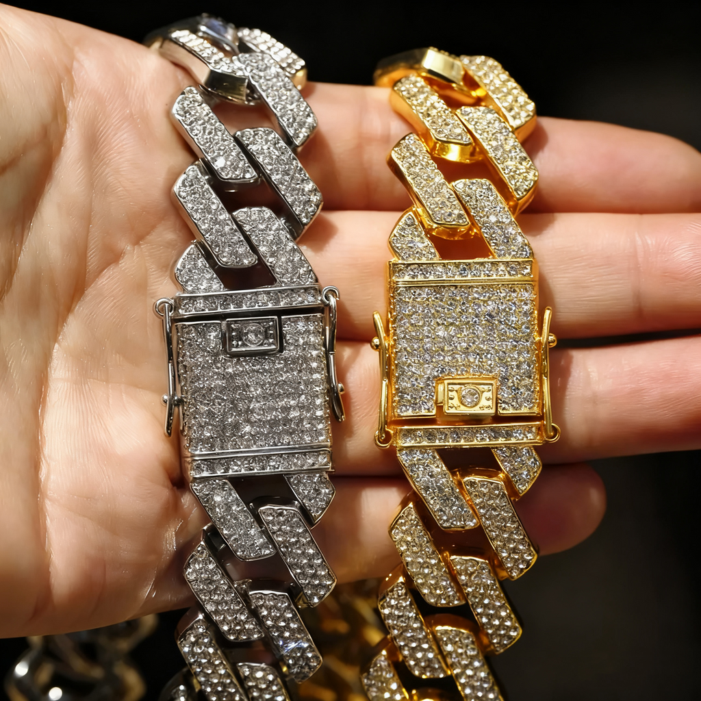 20mm Premium Iced Triple-Row Diamond Cuban Chain — Unisex Hip-Hop Choker Necklace