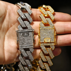 20mm Premium Iced Triple-Row Diamond Cuban Chain — Unisex Hip-Hop Choker Necklace