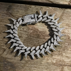 New Spiked Iced-Out Cuban Chain Bracelet — Punk Rock Miami Style Motorcycle Bracelet for Men