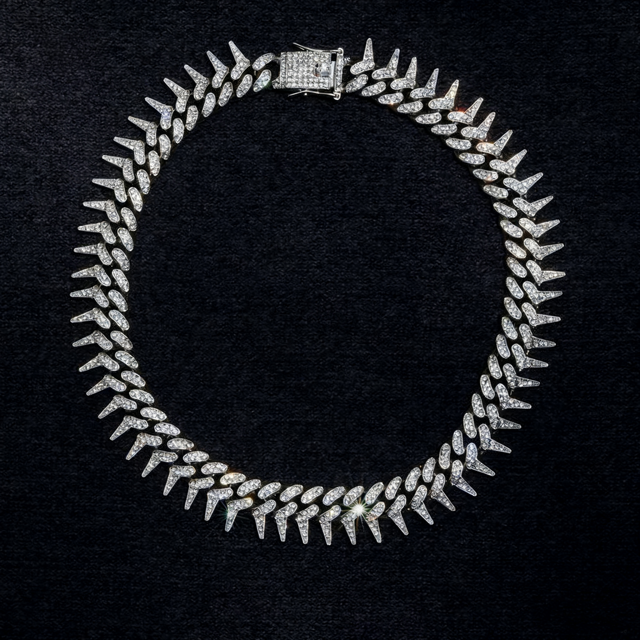 New Spiked Iced-Out Cuban Chain Bracelet — Punk Rock Miami Style Motorcycle Bracelet for Men
