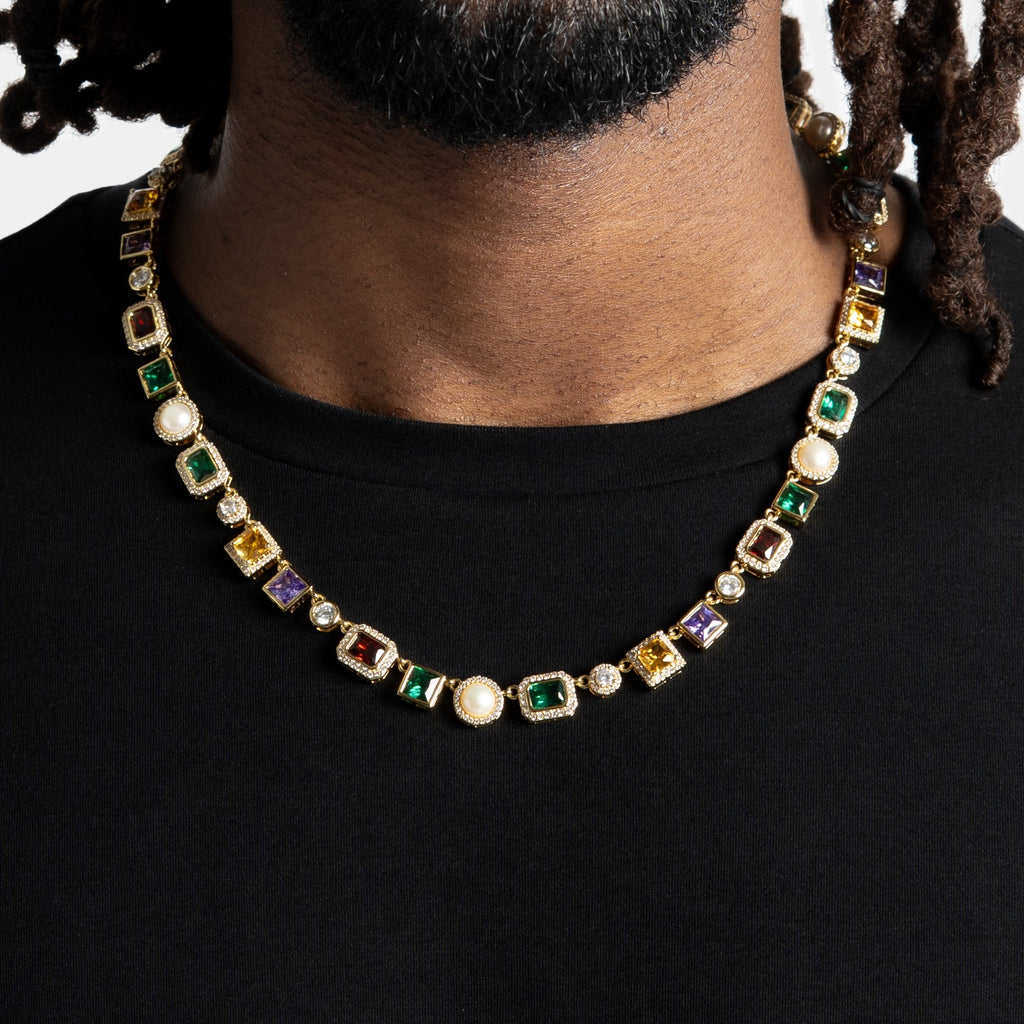Multi Gemstone Chain Gold