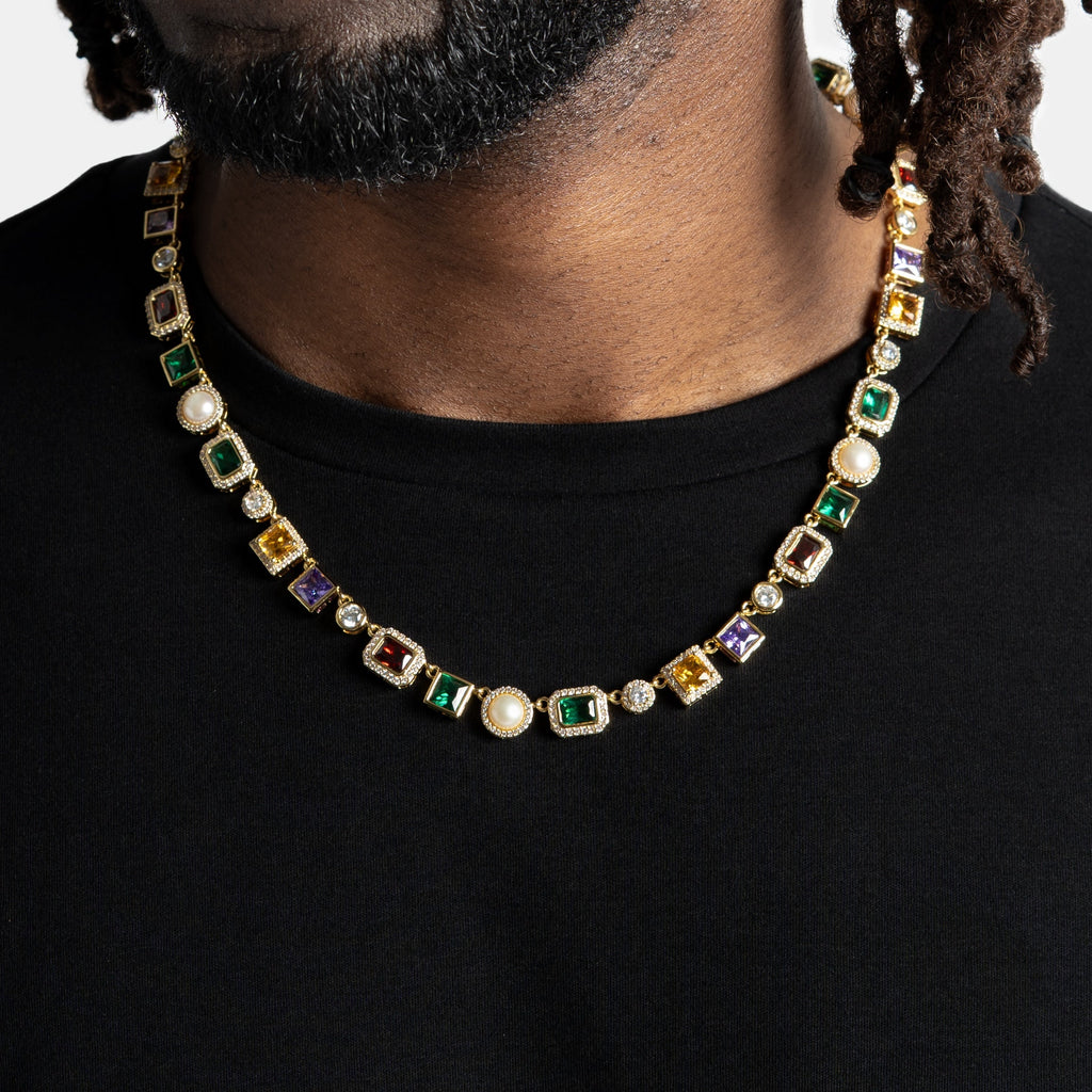 Multi Gemstone Chain Gold