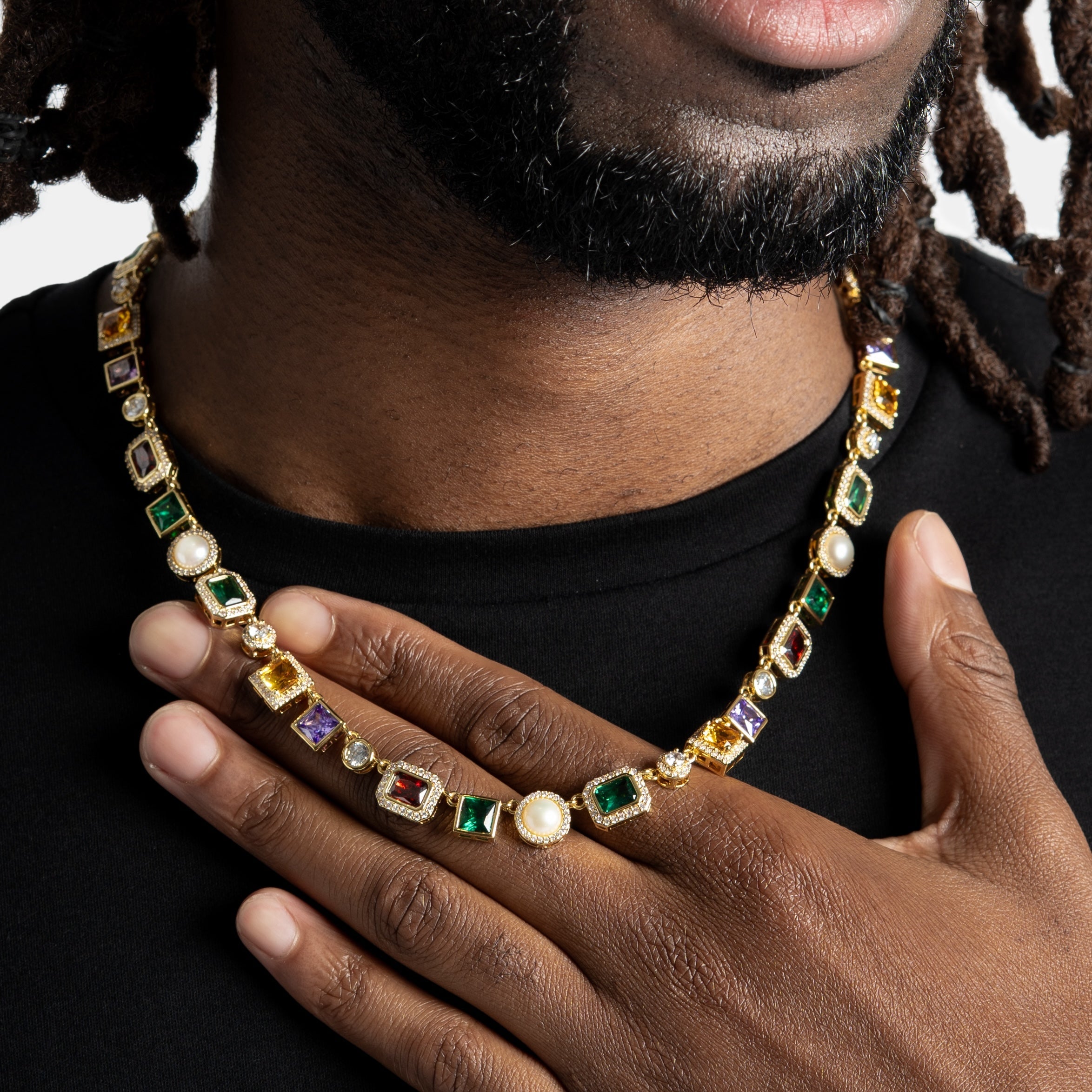 Multi Gemstone Chain Gold