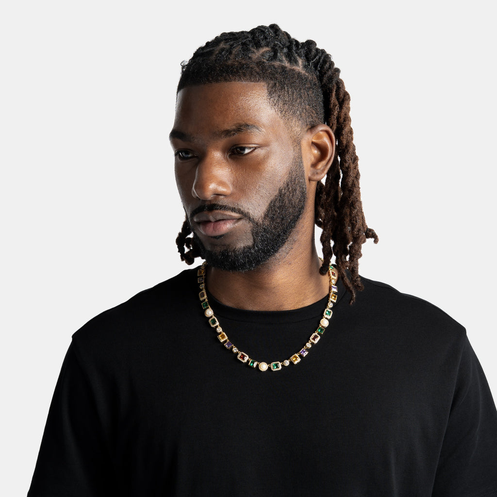 Multi Gemstone Chain Gold