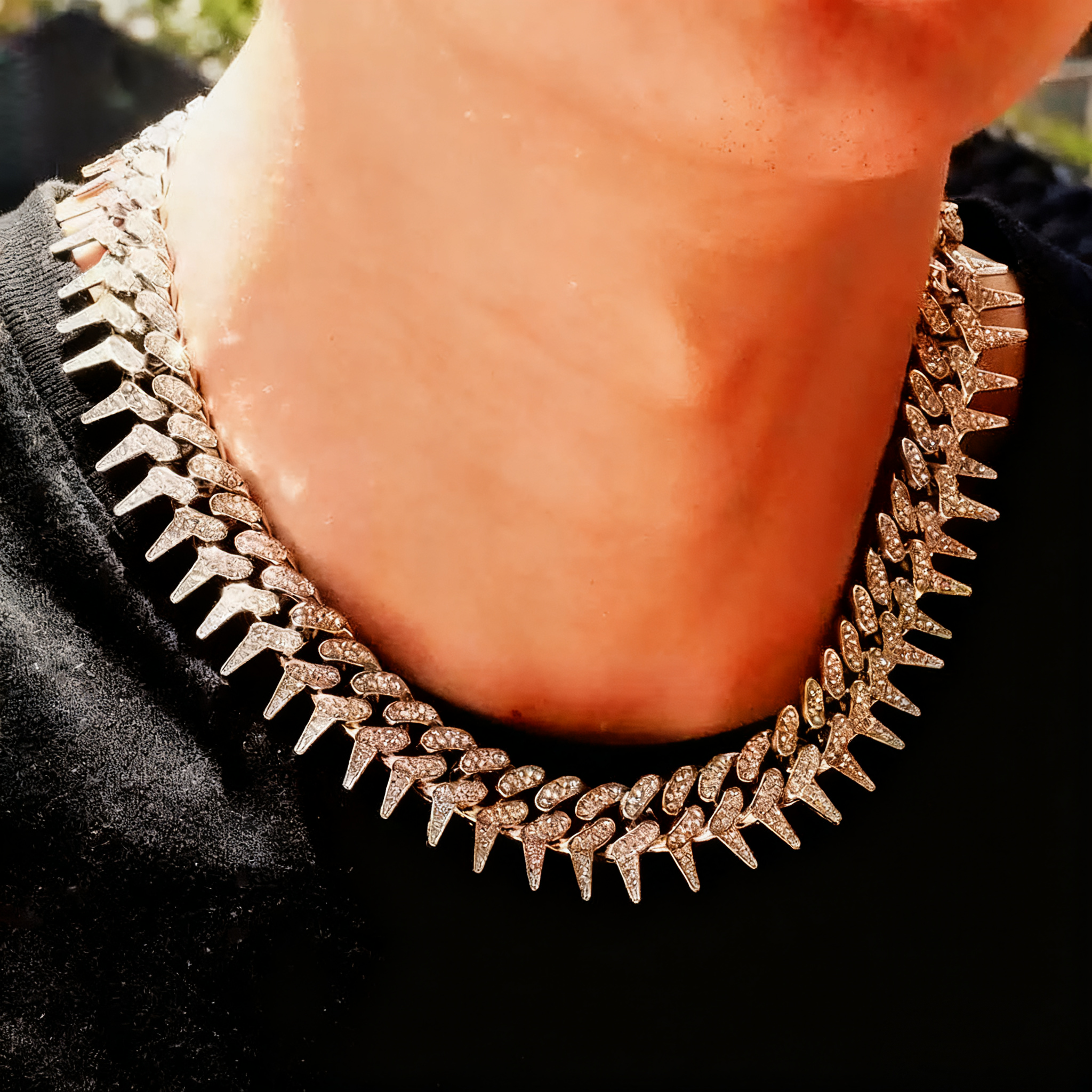 New Spiked Iced-Out Cuban Chain Bracelet — Punk Rock Miami Style Motorcycle Bracelet for Men