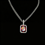 Red Gem Pendant with Iced Cuban Link Chain – Statement Necklace Set