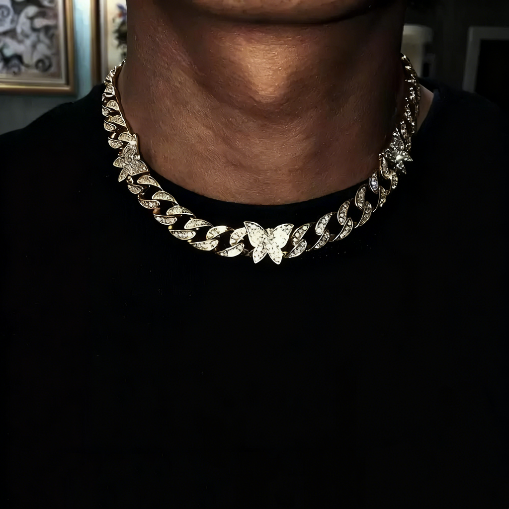 Iced Butterfly Cuban Link – Statement Chain Necklace or Bracelet