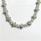 Hip-Hop Multi-Color Diamond Clover & Infinity Cuban Chain — Luxury Iced-Out Couple Necklace, Unisex Trendy Choker