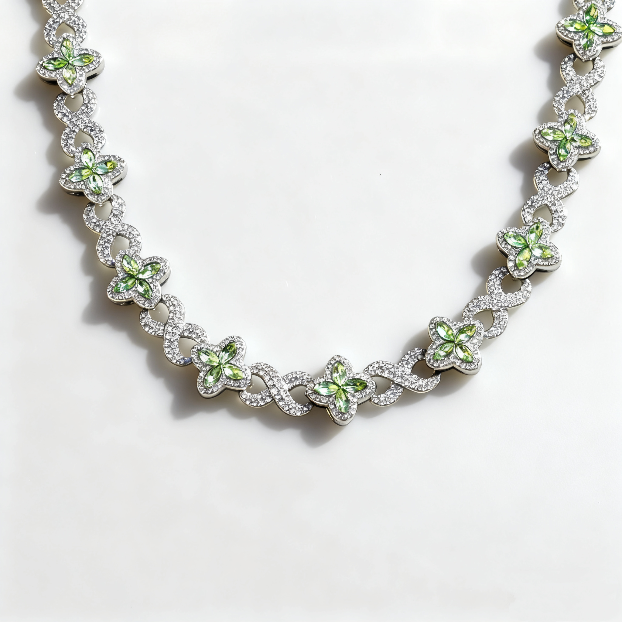 Hip-Hop Multi-Color Diamond Clover & Infinity Cuban Chain — Luxury Iced-Out Couple Necklace, Unisex Trendy Choker