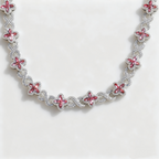 Hip-Hop Multi-Color Diamond Clover & Infinity Cuban Chain — Luxury Iced-Out Couple Necklace, Unisex Trendy Choker