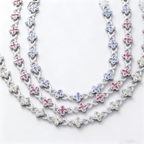 Hip-Hop Multi-Color Diamond Clover & Infinity Cuban Chain — Luxury Iced-Out Couple Necklace, Unisex Trendy Choker