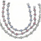 Hip-Hop Multi-Color Diamond Clover & Infinity Cuban Chain — Luxury Iced-Out Couple Necklace, Unisex Trendy Choker