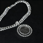 Iced Cuban Link Chain with Spinning Angel Medallion – 15mm Heavy Shine Pendant Necklace