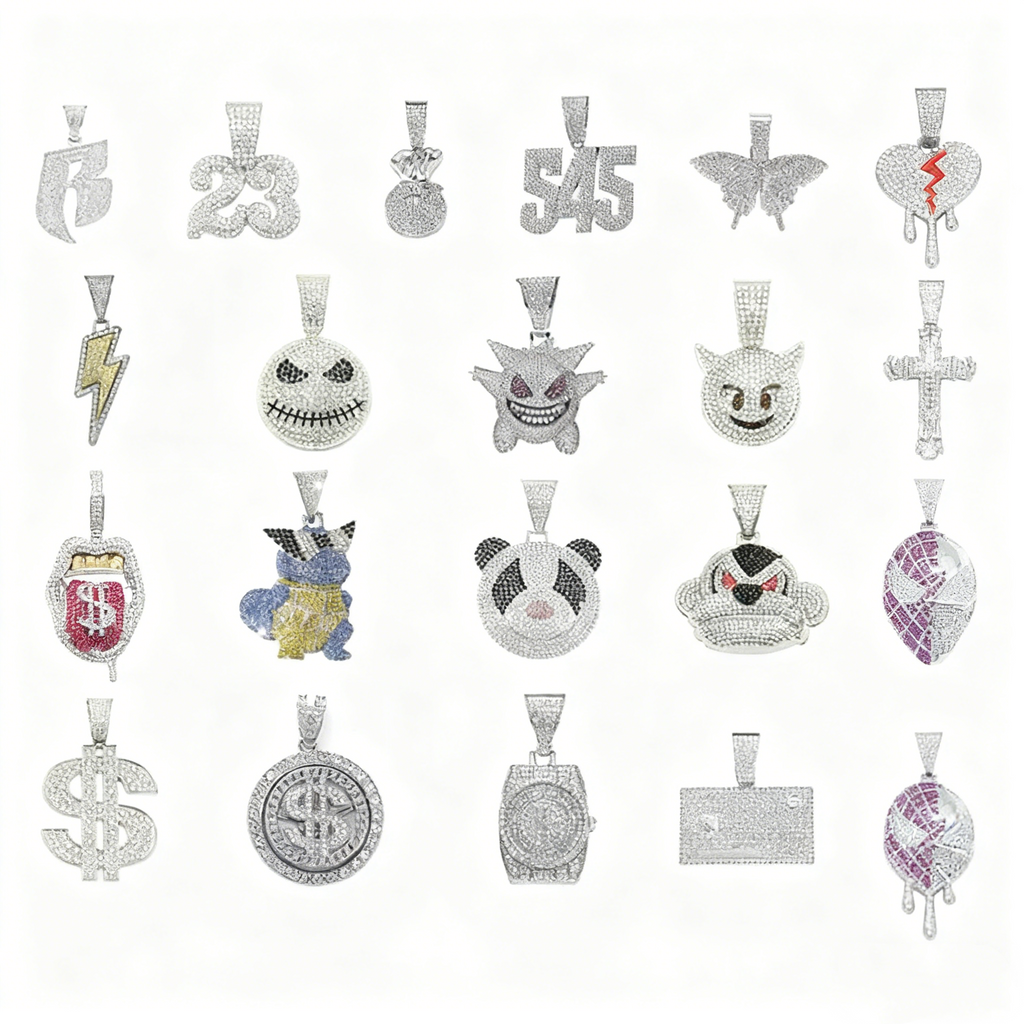 Hip-Hop Pendant Cuban Chain / Iced-Out Pendant Necklace for Men / American-Style Diamond Hiphop Rapper Full-Diamond Accessory