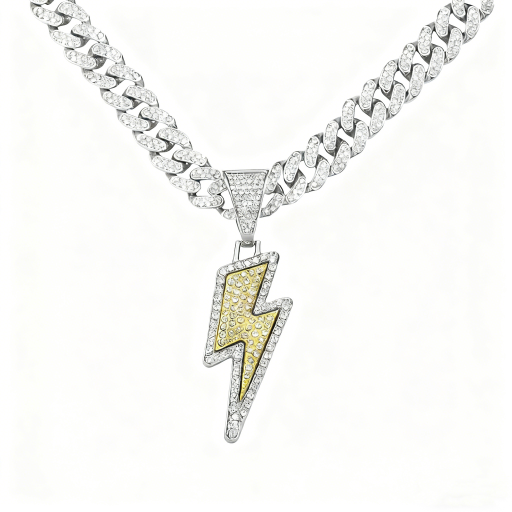 Hip-Hop Pendant Cuban Chain / Iced-Out Pendant Necklace for Men / American-Style Diamond Hiphop Rapper Full-Diamond Accessory