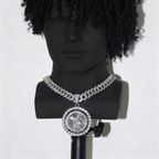 Iced Cuban Link Chain with Spinning Angel Medallion – 15mm Heavy Shine Pendant Necklace