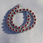 Red Iced Heart Pendant Necklace — New Ultra-Shiny Cuban Chain, Hip-Hop Style, Unisex Couple Jewelry, Trendy Statement Choker