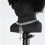 Iced Prayer Hands Cross Pendant – Hip-Hop Cuban Link Necklace