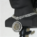 Iced Cuban Link Chain with Spinning Angel Medallion – 15mm Heavy Shine Pendant Necklace