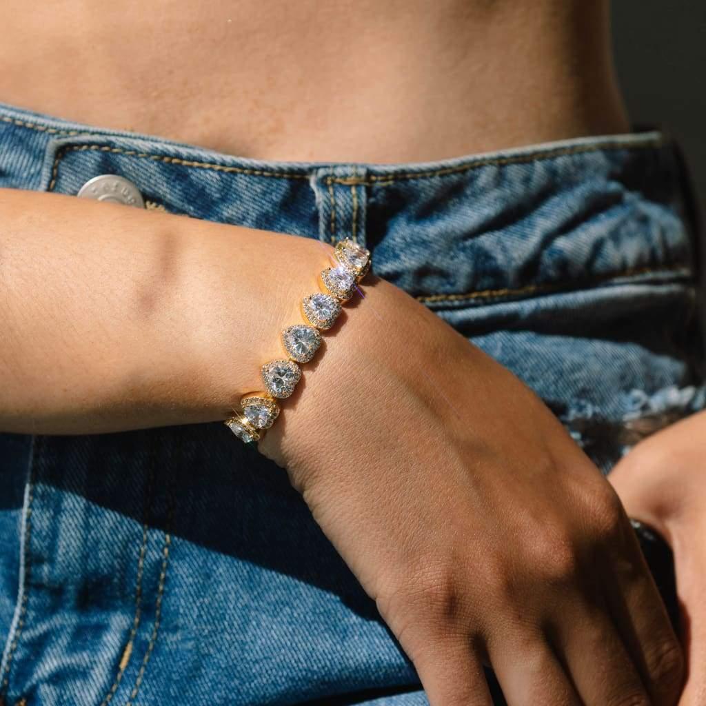 10mm Heart Tennis Bracelet Gold