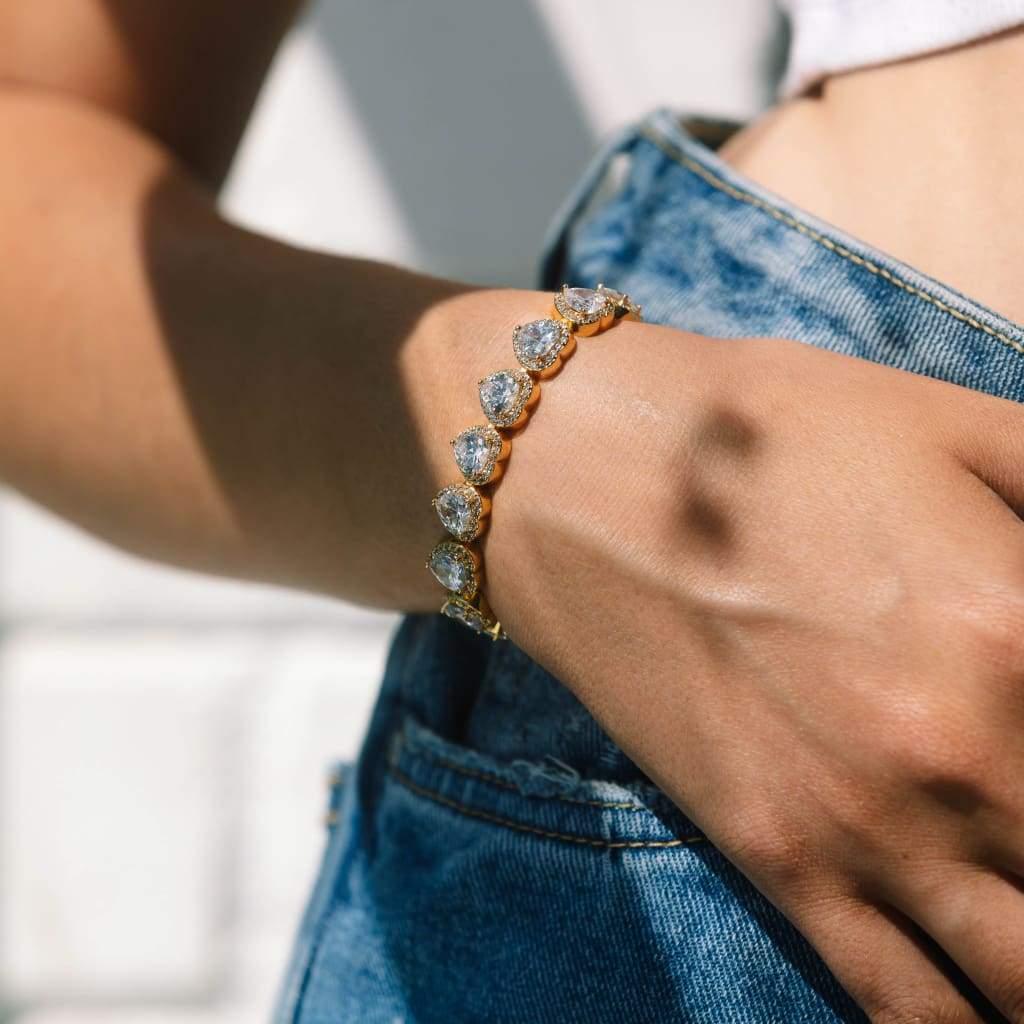 10mm Heart Tennis Bracelet Gold