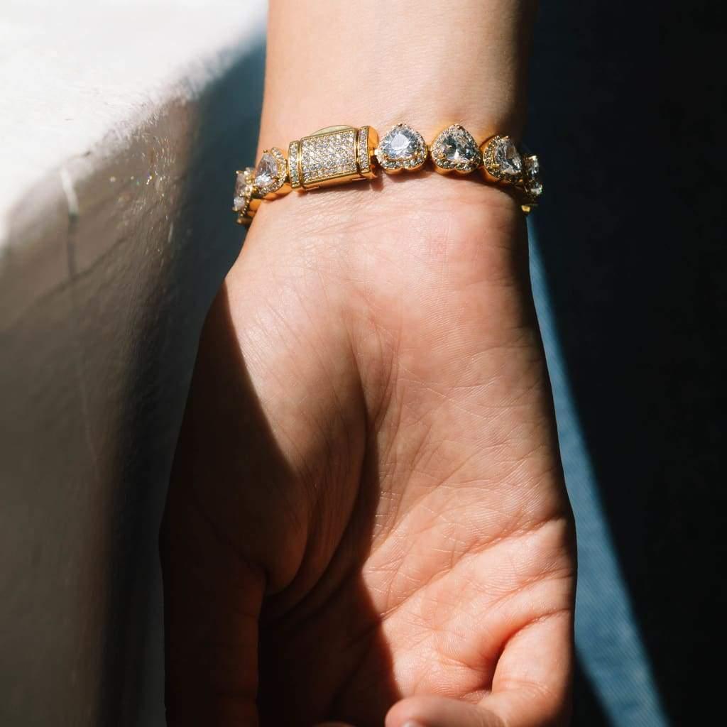 10mm Heart Tennis Bracelet Gold
