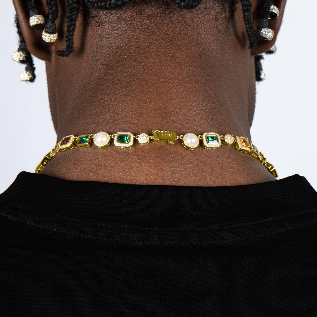 Multi Gemstone Chain Gold