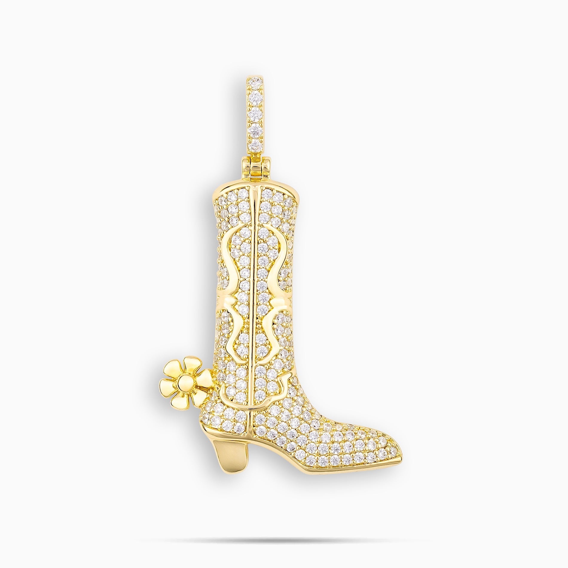 Iced Cowboy Boot Pendant Gold