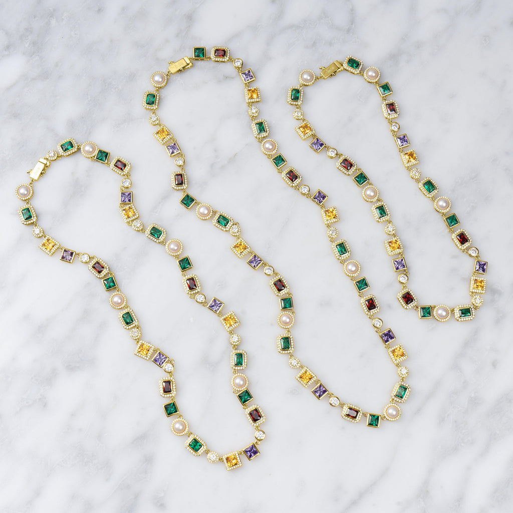 Multi Gemstone Chain Gold