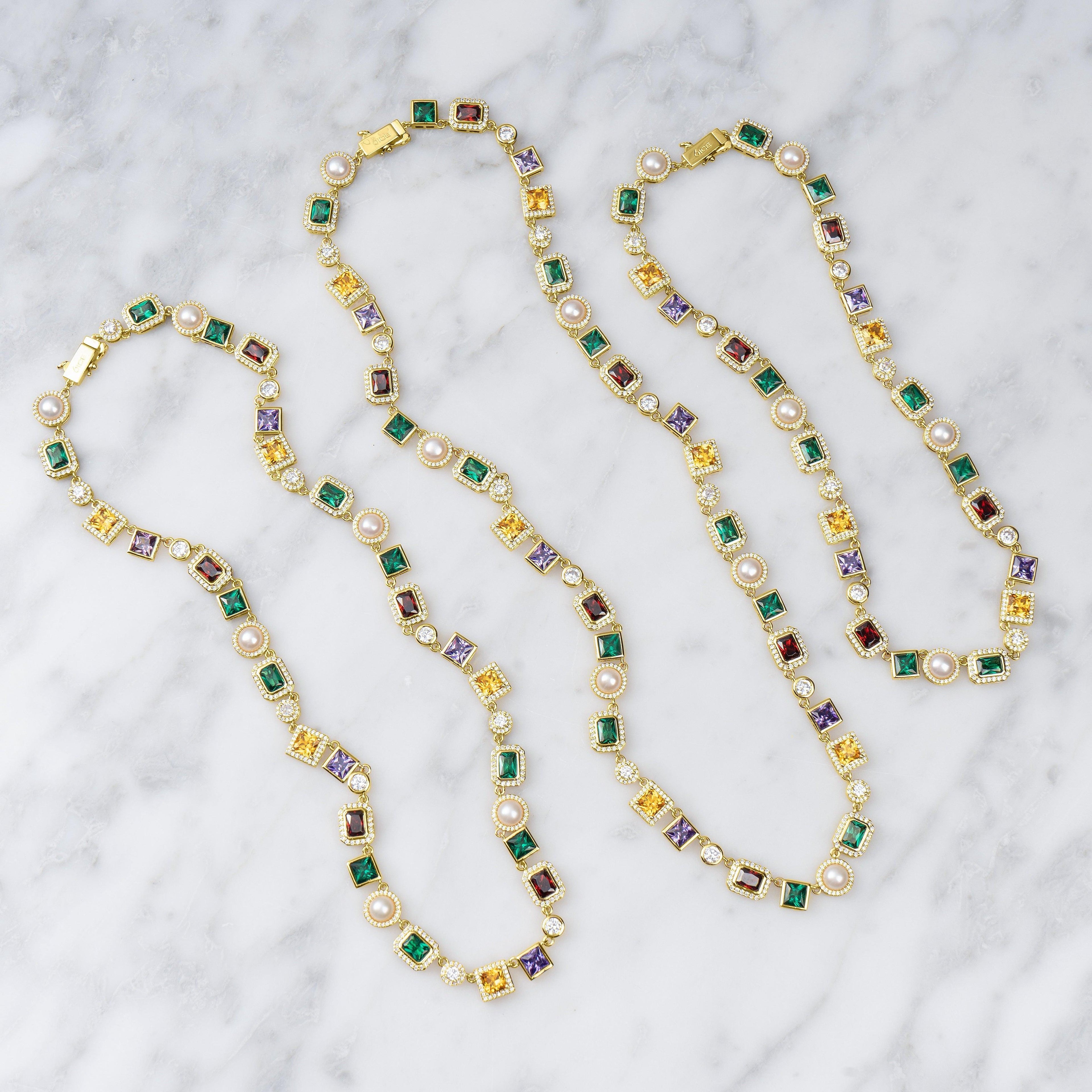 Multi Gemstone Chain Gold