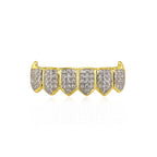 Iced Gold & Silver Grillz Set – 18K Plated Hip-Hop Tooth Caps with Box