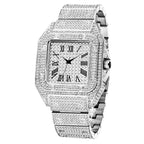 American Hip-Hop / Fully Iced-Out / Full-Diamond Look / Watch / Fashion / Waterproof / Gold Square Watch