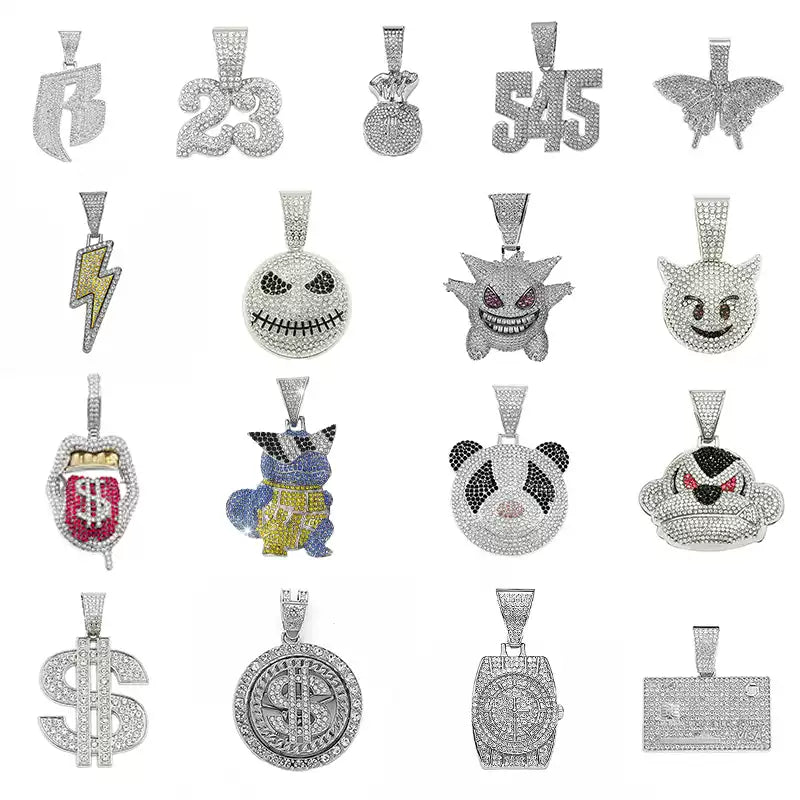 Hip-Hop Pendant Cuban Chain / Iced-Out Pendant Necklace for Men / American-Style Diamond Hiphop Rapper Full-Diamond Accessory