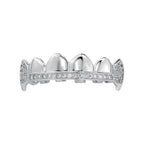 Iced Gold & Silver Grillz Set – 18K Plated Hip-Hop Tooth Caps with Box