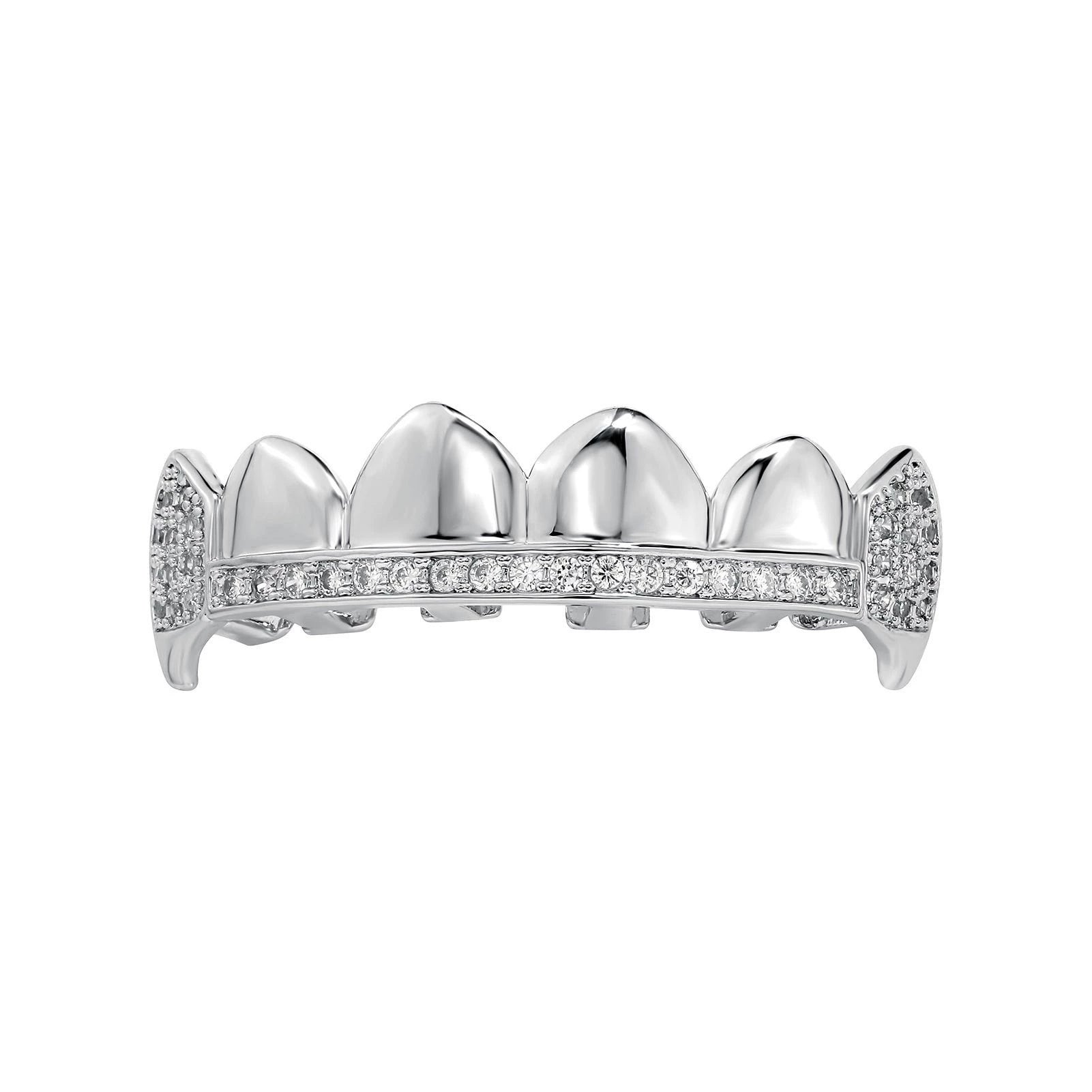 Iced Gold & Silver Grillz Set – 18K Plated Hip-Hop Tooth Caps with Box