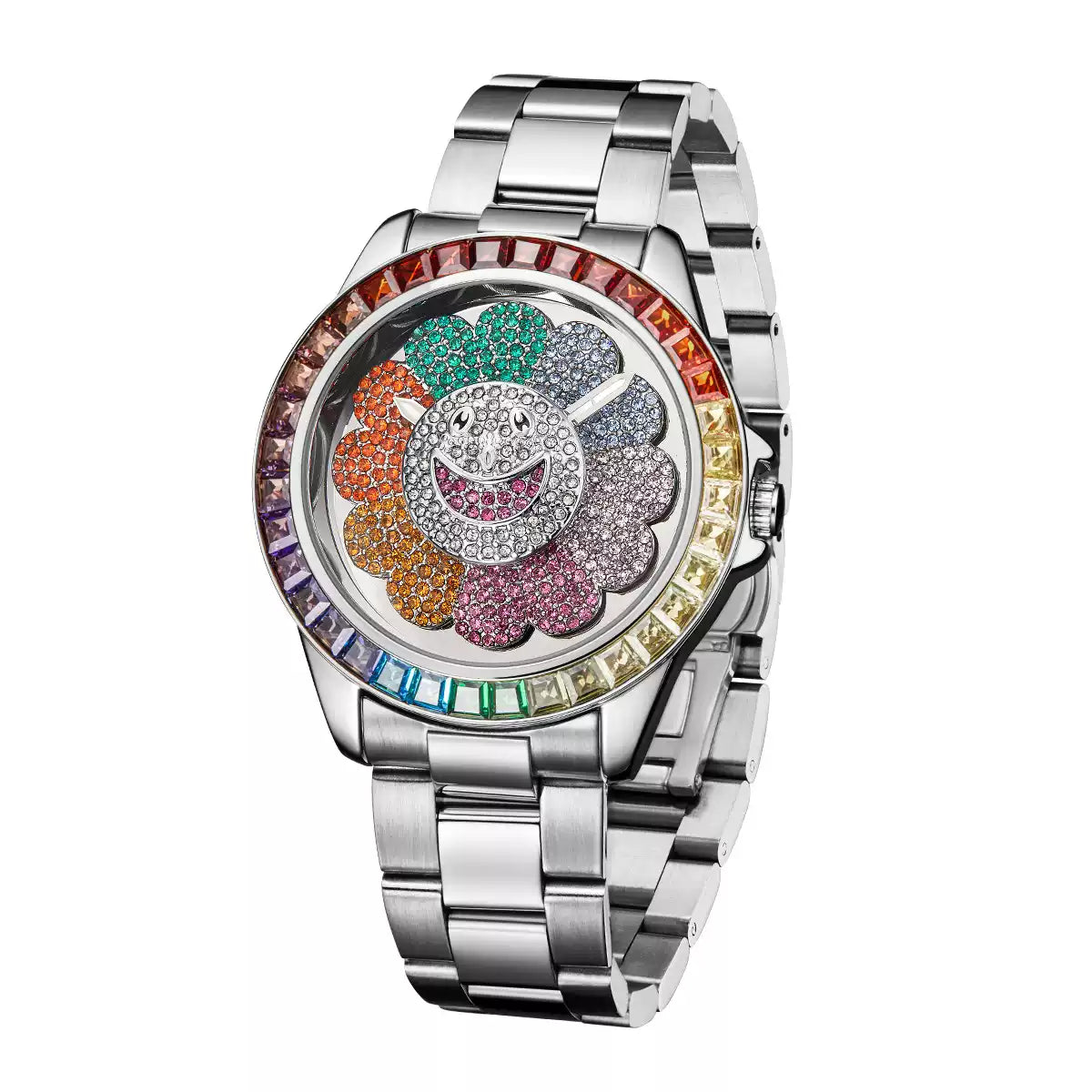 European & American Hip-Hop Sunflower Stainless Steel Watch / Trendy Personalized / Rotatable Quartz Watch for Men