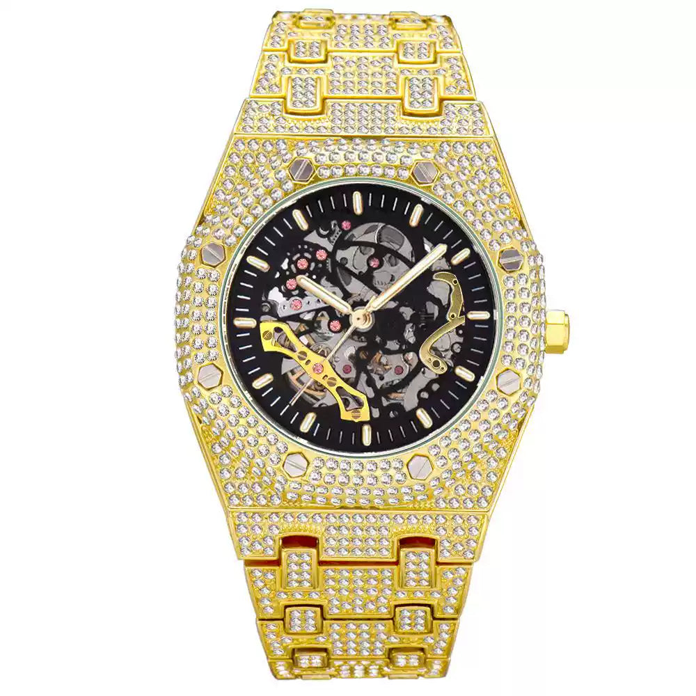 Full-Diamond / Hip-Hop Style / Luxury Trend / Waterproof / Fashion / Skeleton Mechanical Watch for Men