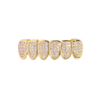 Iced Gold & Silver Grillz Set – 18K Plated Hip-Hop Tooth Caps with Box