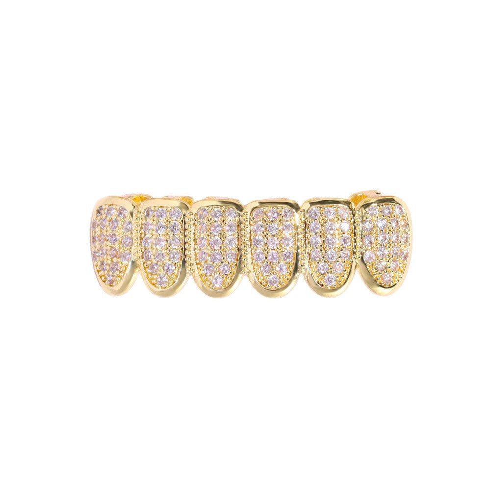 Iced Gold & Silver Grillz Set – 18K Plated Hip-Hop Tooth Caps with Box